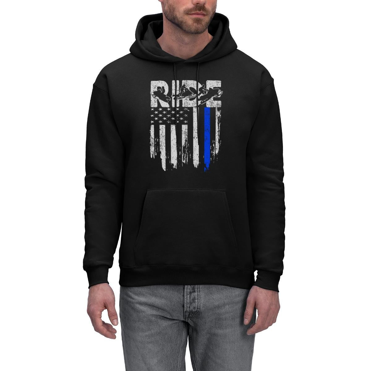 Ride Snowmobile USA Flag Men'S Hoodie