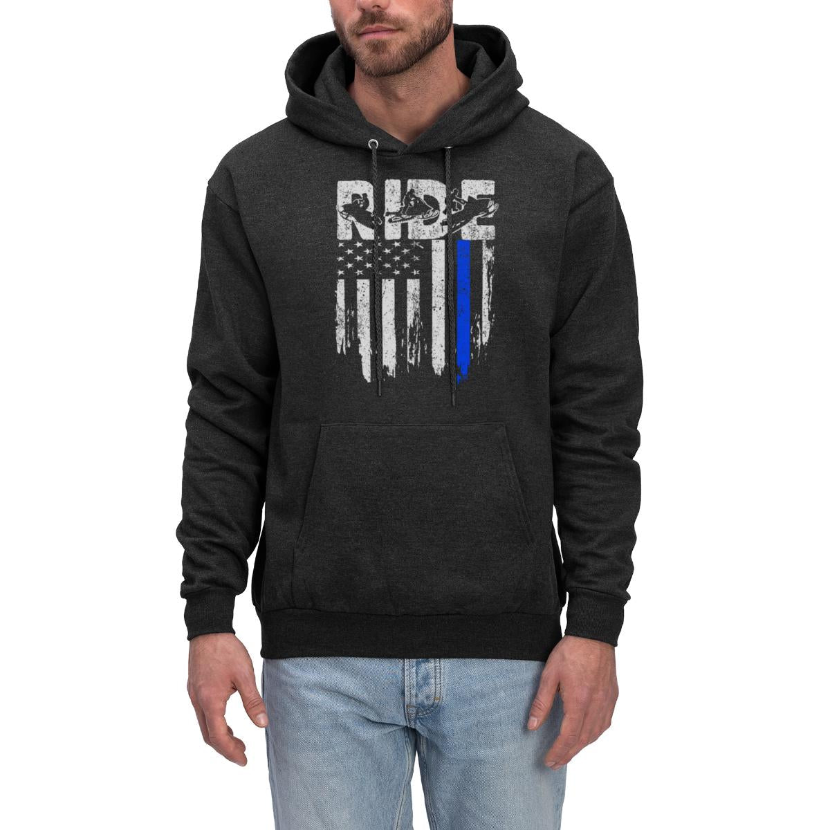 Ride Snowmobile USA Flag Men'S Hoodie