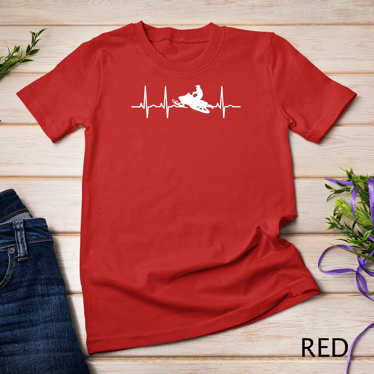 Snowmobile Heartbeat Gift for Snowmobiling Lovers Unisex T-Shirt