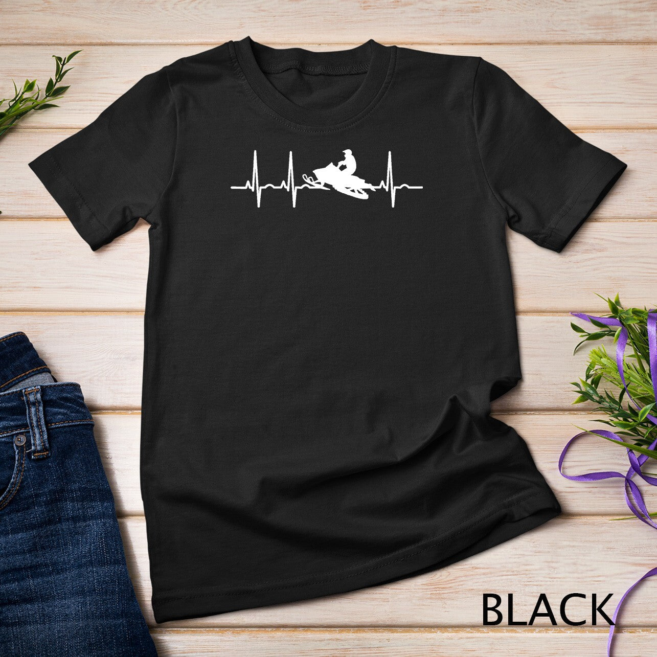Snowmobile Heartbeat Gift for Snowmobiling Lovers Unisex T-Shirt